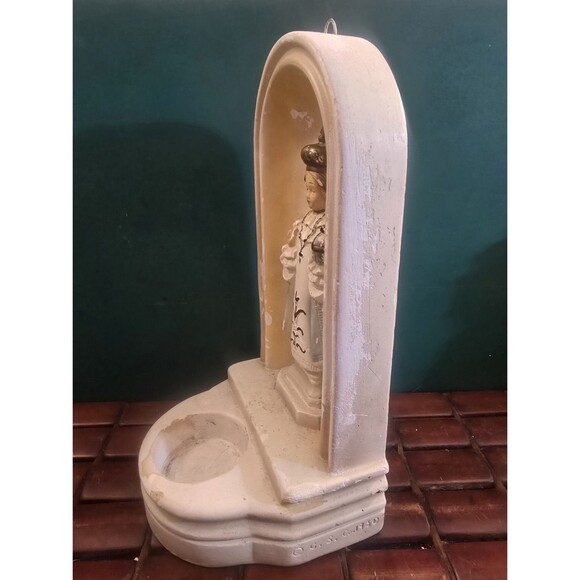 Infant Jesus of Prague Chalkware Holy Water Font Shrine CS Co. 1950 9.5" High - Picture 3 of 6